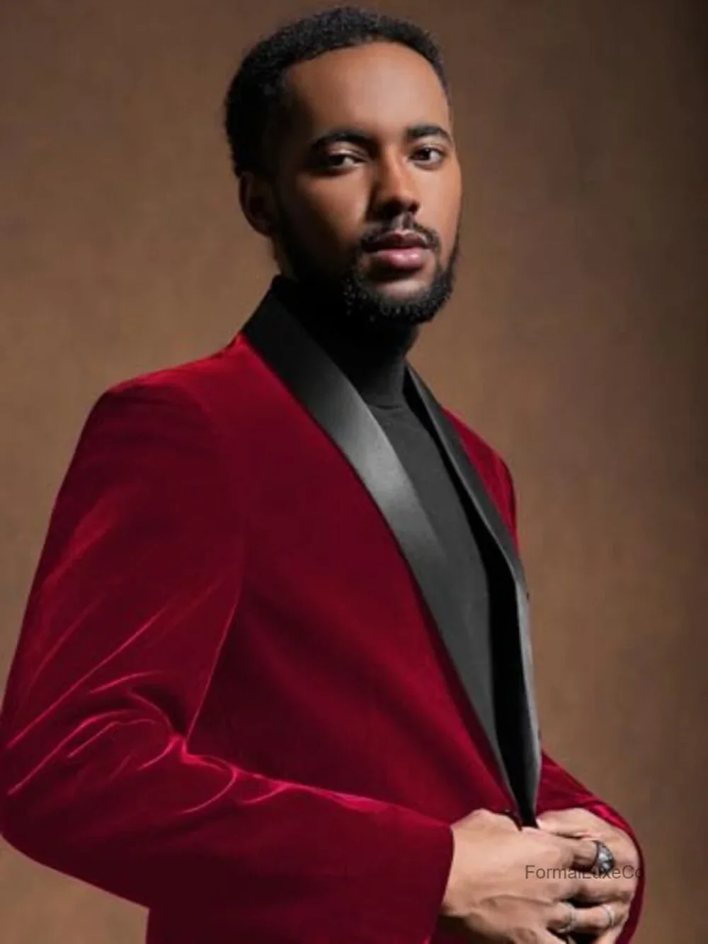 Mens 2 Piece Velvet Tuxedo Suit Peak Lapel Slim Fit Wedding Party Dinner Blazer